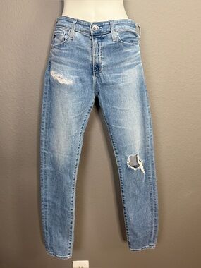 Ag Adriano Goldschmied Light wash Distressed Ripped Jeans Sz 26 Regular Boho